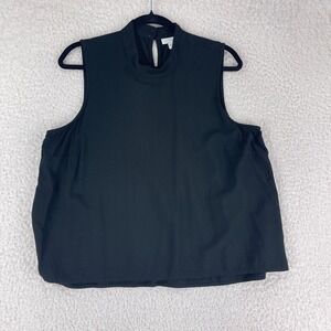J. Jill Solid Black‎ Mock Neck Tank Top Womens Sleeveless Rayon Size L Petite